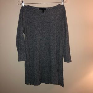 Ribbed Heather Gray Shirt with Slit on Sides
